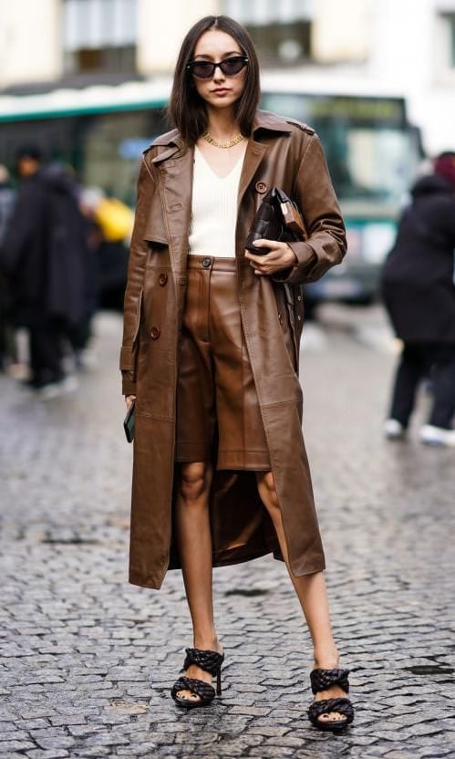 Summer look with Bermuda shorts and padded leather sandals