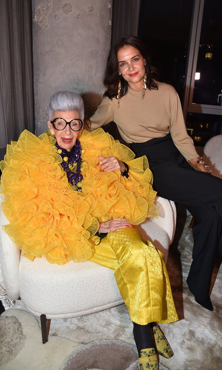 Iris Apfel celebrates her 100th birthday with Katie Holmes, Halle Bailey, Tommy Hilfiger, and more