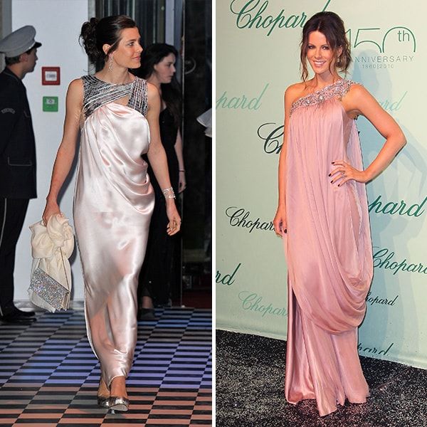 <b>Charlotte Casiraghi and Kate Beckinsale</B>
<br>
These fashionistas know a good Grecian-inspired dress when they see one. The Monaco royal shined in pink Chanel at the 2010 Rose Ball, while Kate dazzled in draped Alice Temperley to celebrate Chopard's 150th anniversary in 2010.
<br>
<br>
Photo: Getty Images