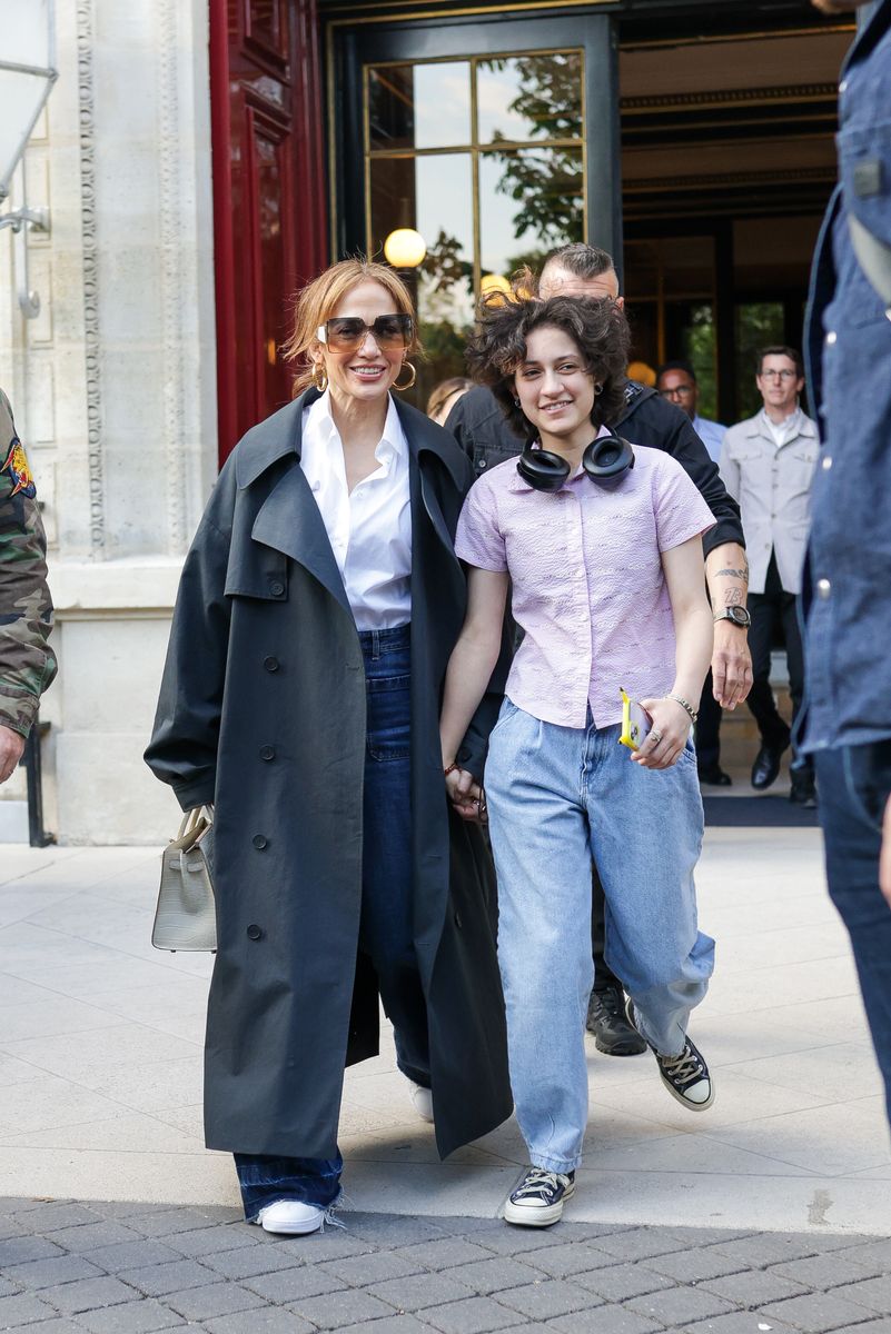 PARIS, FRANCE - MAY 9: Jennifer Lopez and Emme Muniz are seen leaving their hotel on May 9, 2024 in Paris, France. (Photo by MEGA/GC Images)