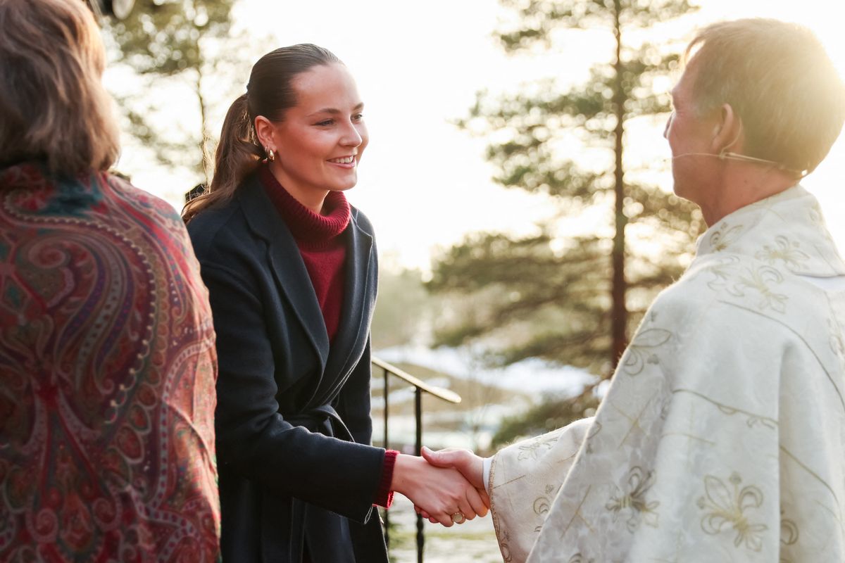 Princess Ingrid Alexandra of Norway leaves Holmenkollen Chapel after the holiday service with in Oslo on Christmas Day, December 25, 2024. (Photo by Amanda Pedersen Giske / NTB / AFP) / Norway OUT (Photo by AMANDA PEDERSEN GISKE/NTB/AFP via Getty Images)