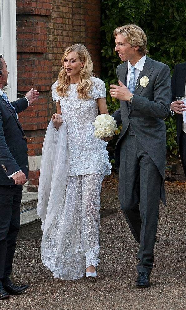 Poppy Delevingne at her wedding with James Cook wearing a Chanel Haute Couture wedding gown