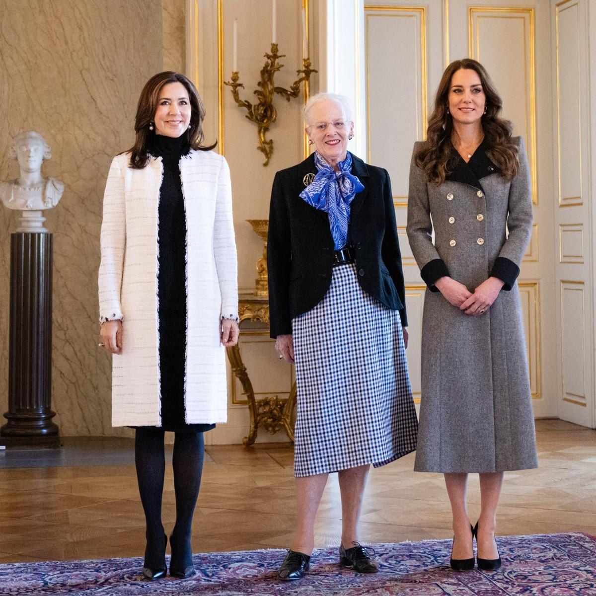 The Danish Queen and Crown Princess welcomed Kate to Denmark with a reception at Amalienborg