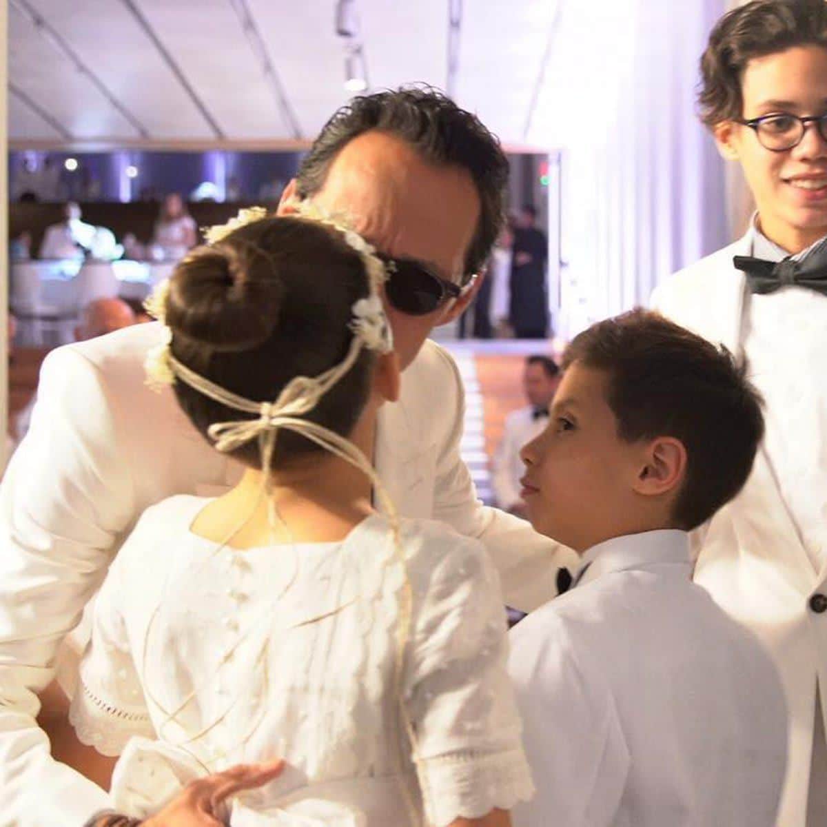 Marc Anthony pictured with his children (from left) Emme, Max, Ryan and Chase