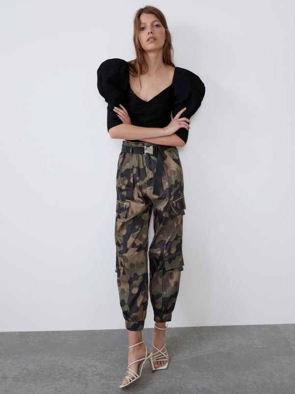 Pants with camouflage print by Zara