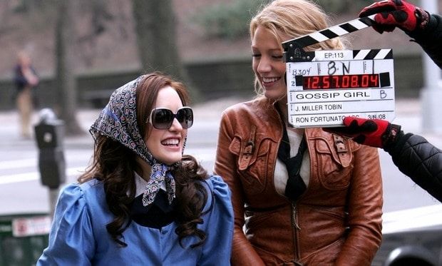 Blake filming a scene of <i>Gossip Girl</i> with co-star Leighton Meester on March 14, 2008 in New York City.
Photo: James Devaney/WireImage