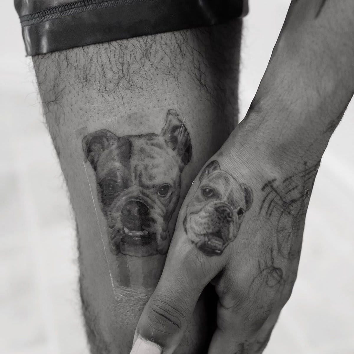 Kid Cudi's Freshie Thigh and Hand Tattoos