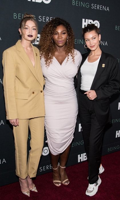 Being chic! Gigi and Bella Hadid supported friend Serena Williams at the HBO <i>Being Serena</i> screening in NYC.
Photo: Getty Images