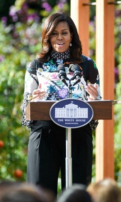 October 5: First lady <a href="https://us.hellomagazine.com/tags/1/michelle-obama/"><strong>Michelle Obama</strong></a> talked about her efforts to have the White House Kitchen Garden preserved and the importance of healthy living during a conference at the White House in Washington, D.C.
Photo: Sipa USA / SIPA USA/PA Images