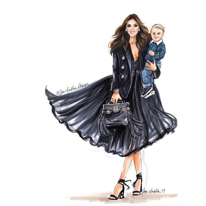 Eva Longoria and baby Santiago Enrique artwork