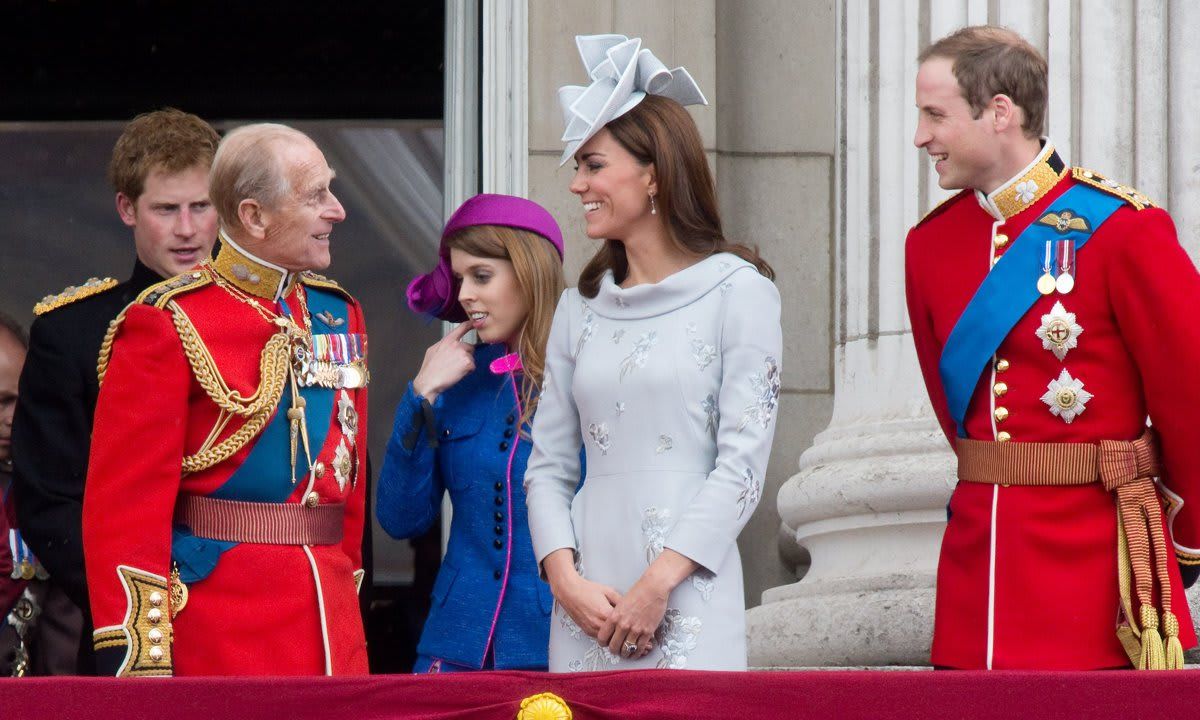 Prince Philip brought a smile to Kate and William's face while on the balcony of Buckingham Palace for Trooping the Colour in 2012.