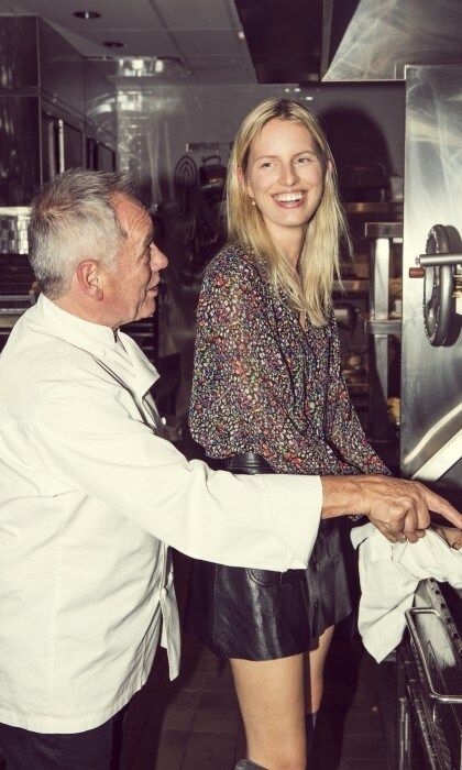 October 14: Karolina Kurkova helped Wolfgang Puck (as if he needed it!) in the kitchen of CUT NYC.
Photo: Camilo Rios