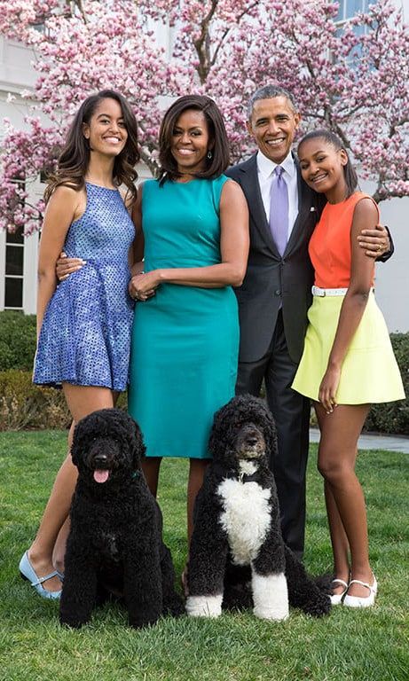 April 2015: Picture perfect! Sasha and Malia's spring style was on point during the Easter family portrait session on the Rose Garden of the White House.
<br>
Photo: Getty Images