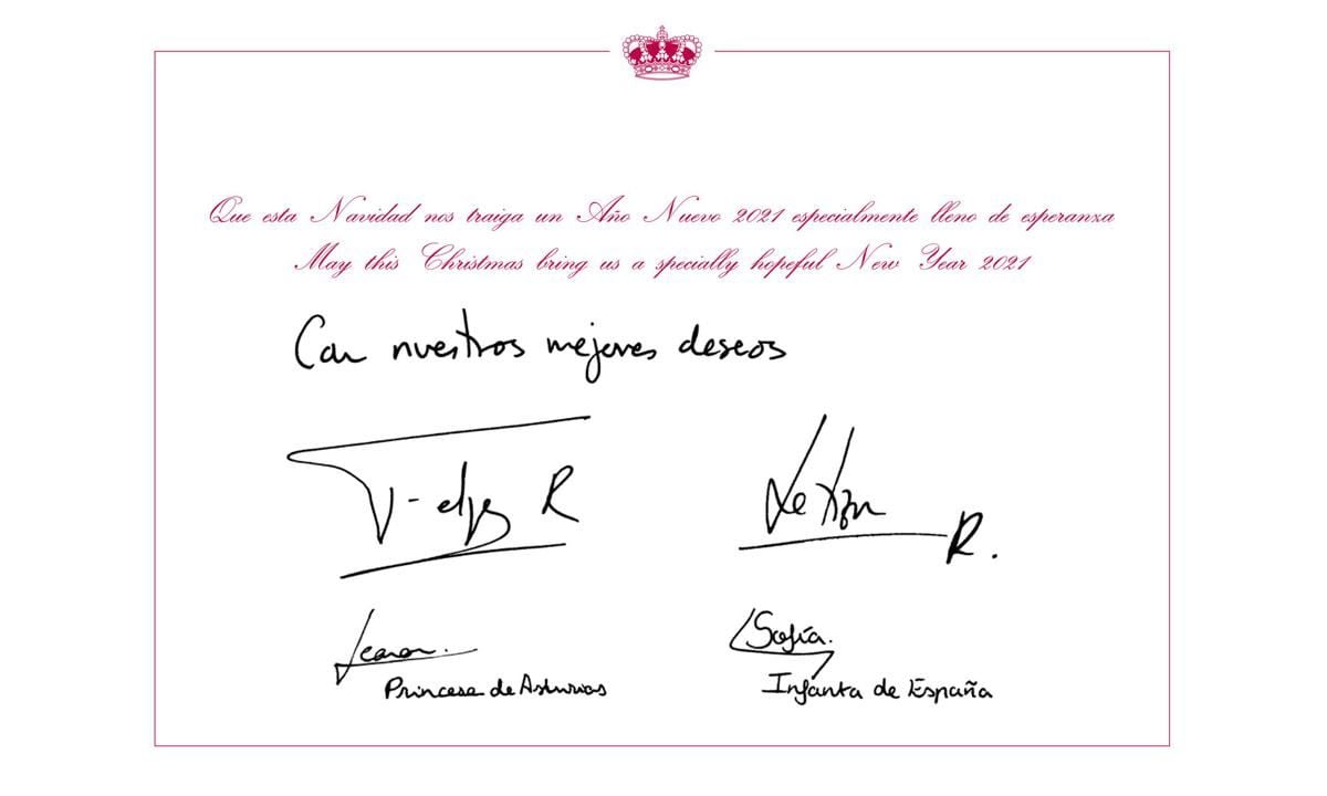 The King, Queen and Spanish Princesses signed the card