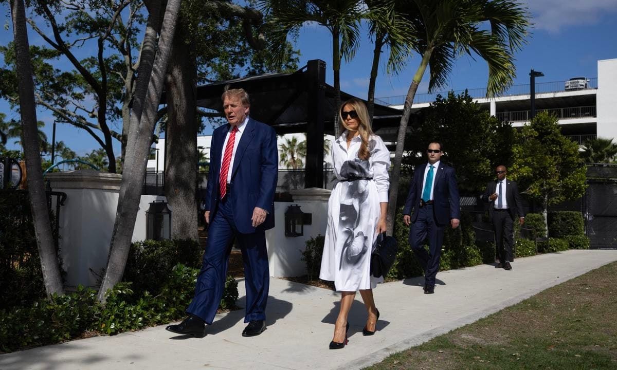 Former President Trump Votes In Florida's Primary Election In Palm Beach