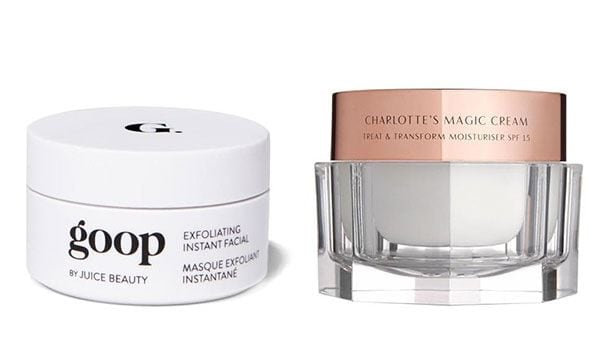 Exfoliante facial Goop by Juice Beauty y Magic Cream de Charlotte Tilbury 