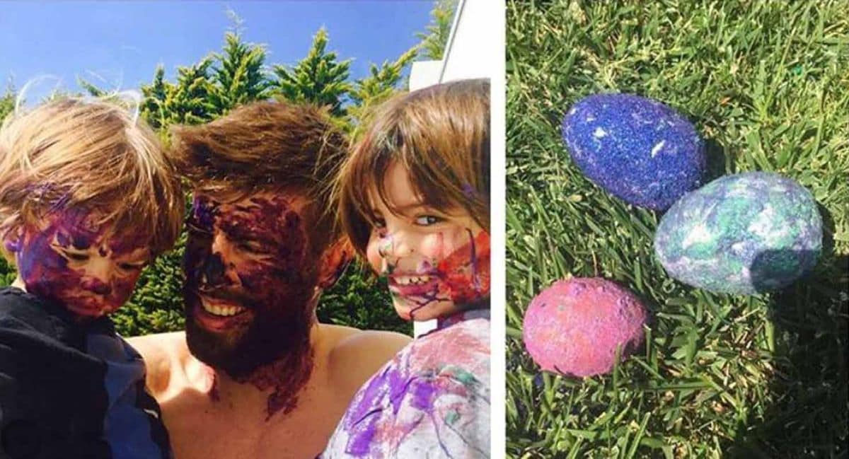 Gerard Pique and sons on easter