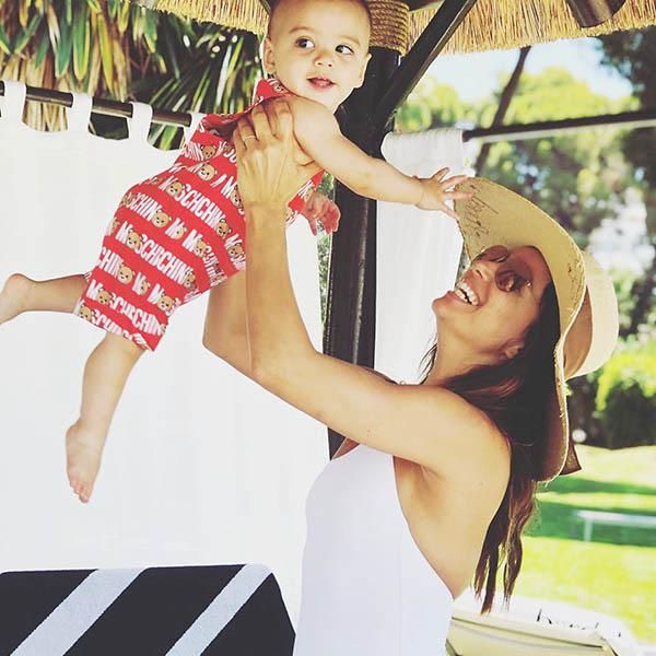 Eva Longoria and baby Santiago Enrique at the beach