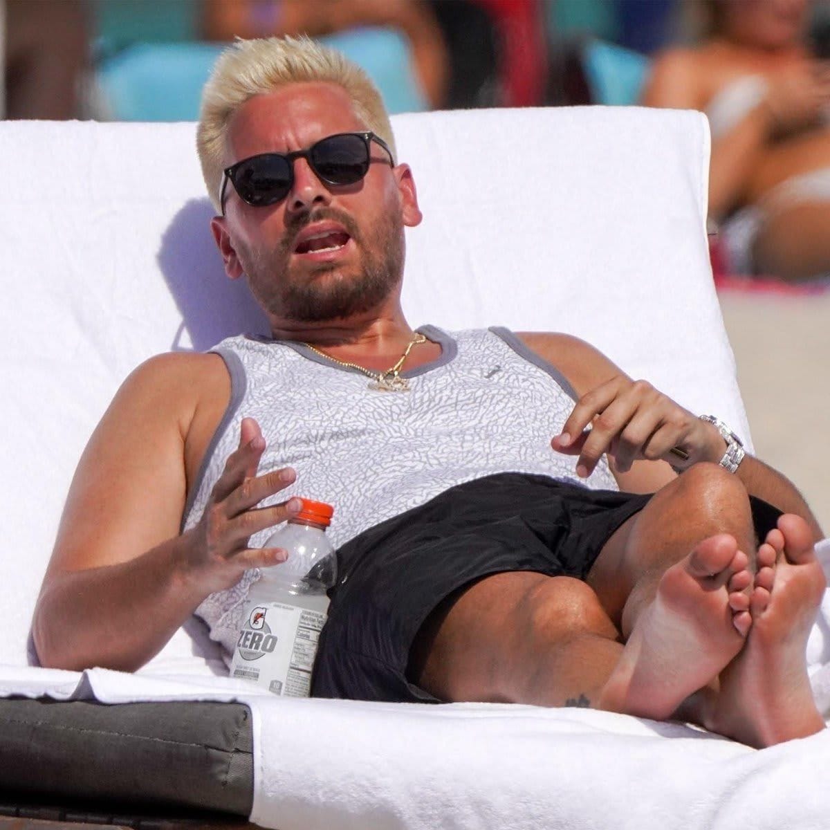 Scott Disick with platinum blonde hair