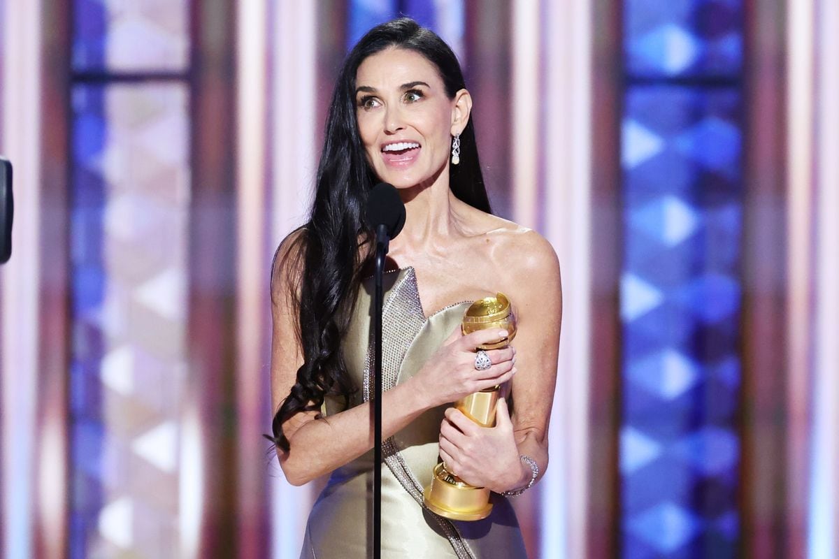 Demi Moore wins Best Performance by a Female Actor in a Motion Picture Musical or Comedy during the 82nd Annual Golden Globes 