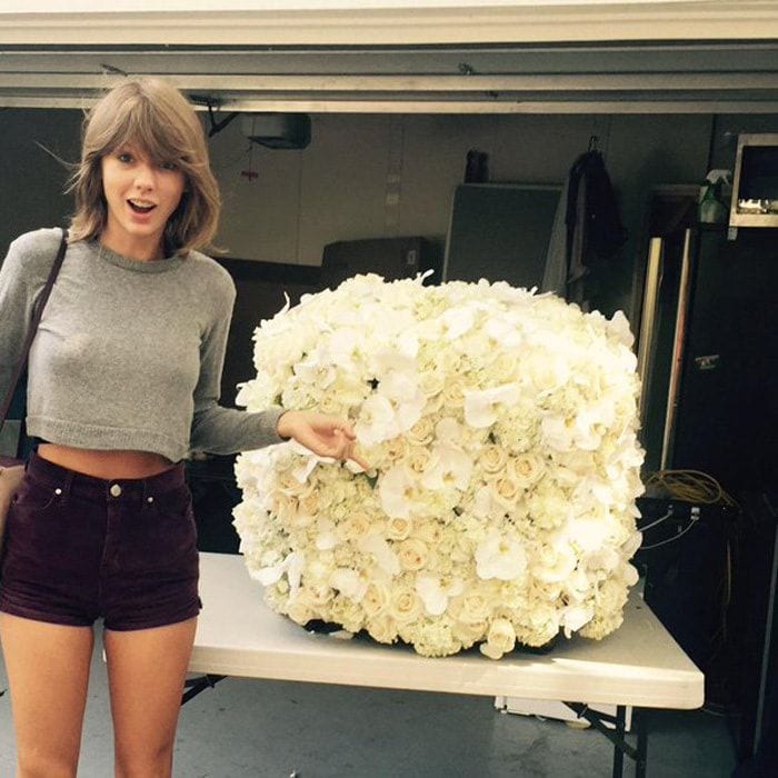 <b>September 2015</b>
<br>
The day after Kanye announced his candidacy for the 2020 presidential election at the VMAs, the rapper sent Taylor thank you flowers for her support to run as his running mate. The <i>Bad Blood</i> singer shared a photo of the arrangement writing, "Awww Kanye sent me the coolest flowers!! #KanTay2020 #BFFs."
</br><br>
Photo: Instagram/@taylorswift