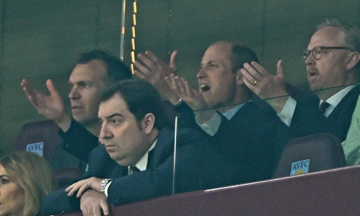 His Royal Highness cheered on his team Aston Villa