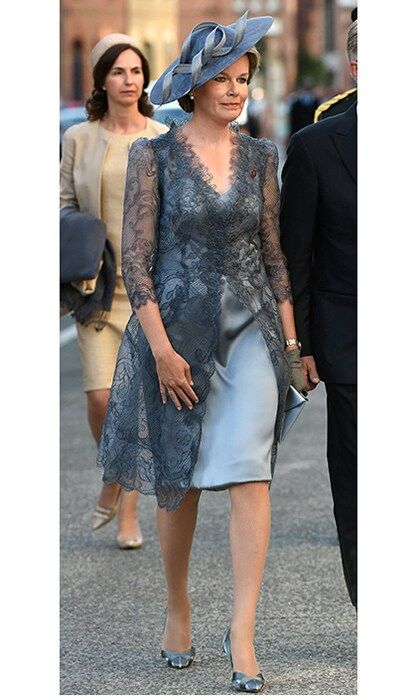 The Cambridges' host, Queen Mathilde of Belgium, looked elegant in a silk dress with lace jacket for a July 30 a ceremony marking the centenary of the battle of Passchendaele in Ypres.
Photo: JOHN THYS/AFP/Getty Images