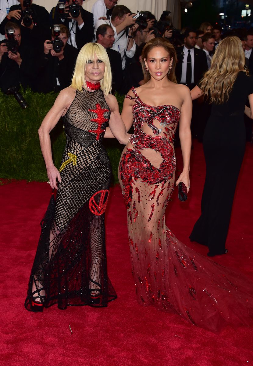 Donatella Versace and Jennifer Lopez attend the 'China: Through The Looking Glass' Costume Institute Benefit Gala at Metropolitan Museum of Art on May 4, 2015 in New York City