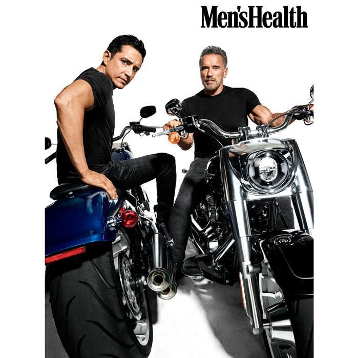 Gabriel Luna and Arnold S on motorcycle