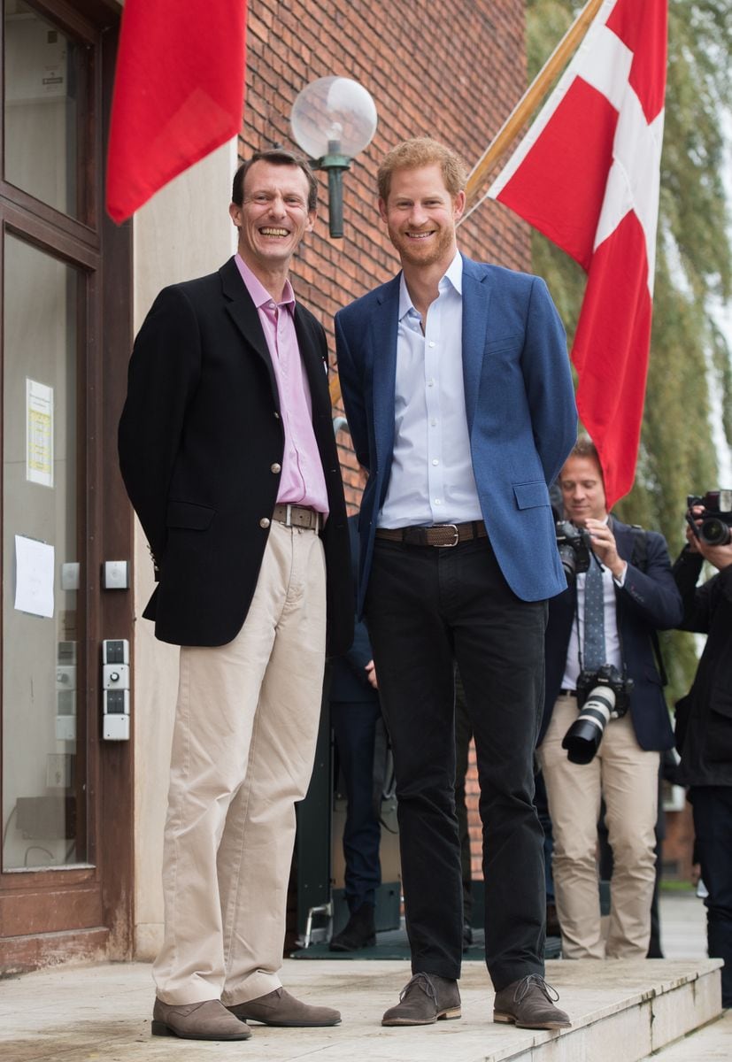 COPENHAGEN, DENMARK - OCTOBER 26:  Prince Harry meets Prince Joachim of Denmark at they visit a Wounded Veteran Programme on October 26, 2017 in Copenhagen, Denmark.  (Photo by Samir Hussein/Samir Hussein/WireImage)