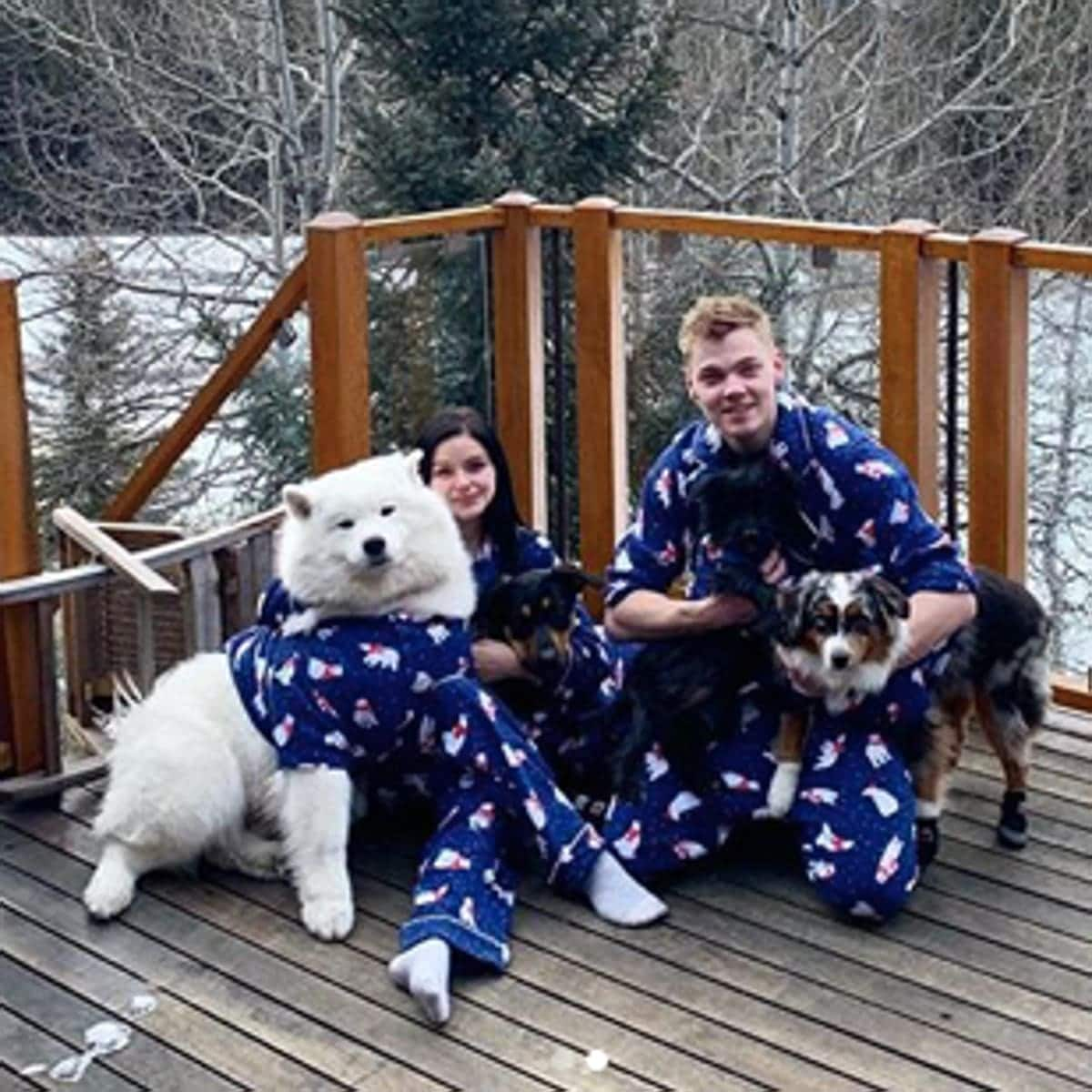 Ariel Winter with her dogs and her boyfriend Levi Meaden