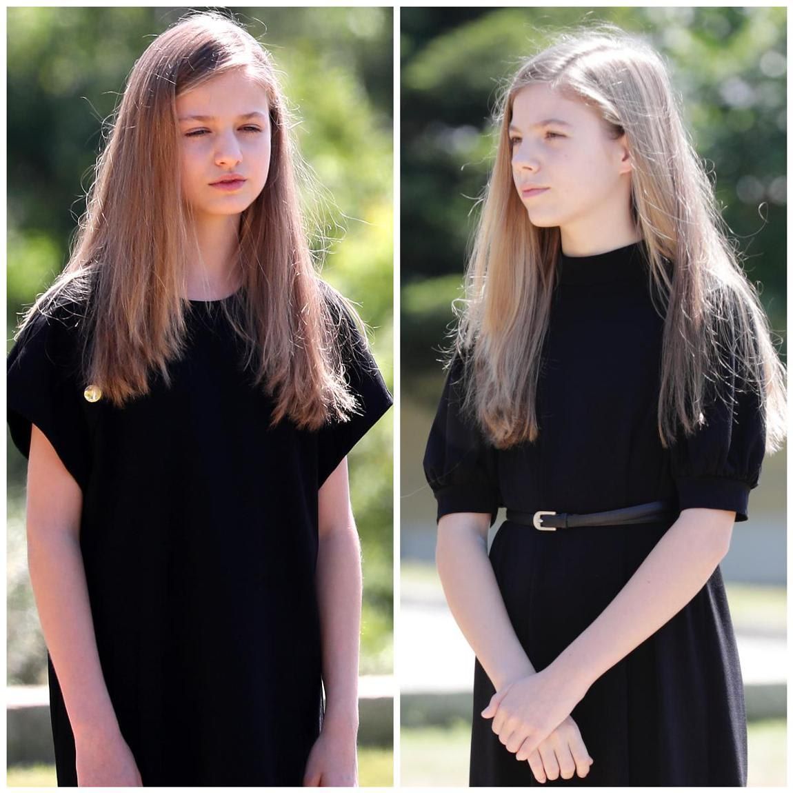 Leonor and Sofia were dressed in black for the public outing