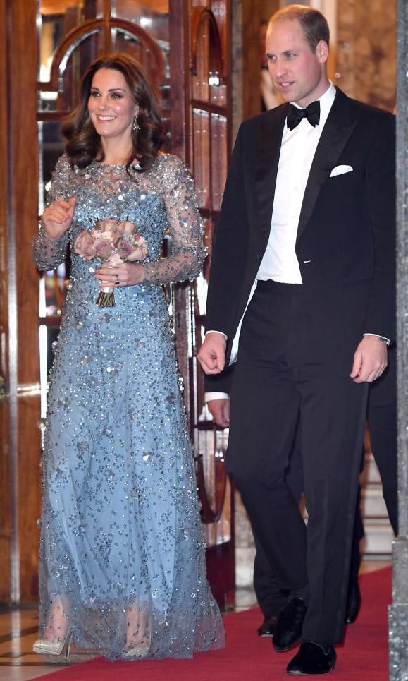 Kate Middleton in a light blue sequinned dress