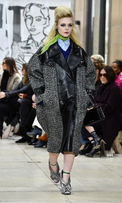 Elle Fanning swapped her front row seat for runway access. The actress walked in Miu Miu's Paris presentation.
Photo: Getty Images