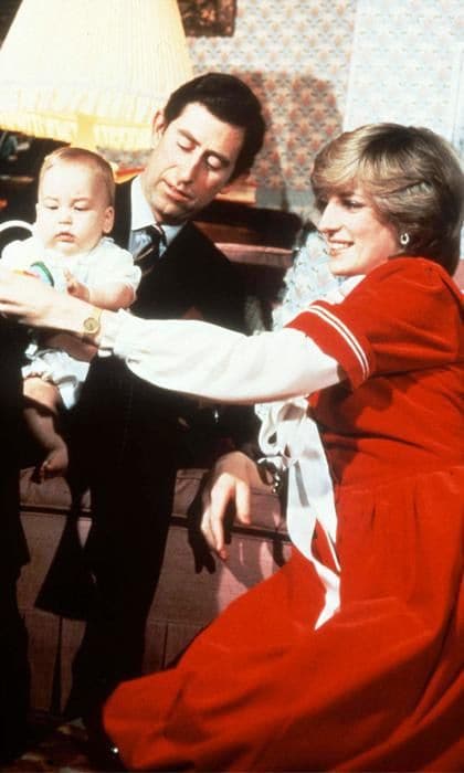 Prince Charles, Princess Diana and Prince William on Christmas 1982