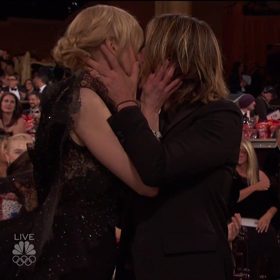 <b>When it comes to relationship goals, Nicole Kidman and Keith Urban have set the bar high. From red carpet PDA to those famous looks of love, the Hollywood pair have proven time and time again that they only have eyes for each other. We suspect they may be the most romantic red carpet couple in Hollywood scroll through for the proof!</B>
When Nicole won a best actress award for <I>Big Little Lies</I> at the 2018 Golden Globes, she picked up another prize a giant kiss from her real life leading man. Speaking directly to Keith in her acceptance speech she said, "When my cheek is against yours, everything melts away."
Photo: WENN/Cover Images