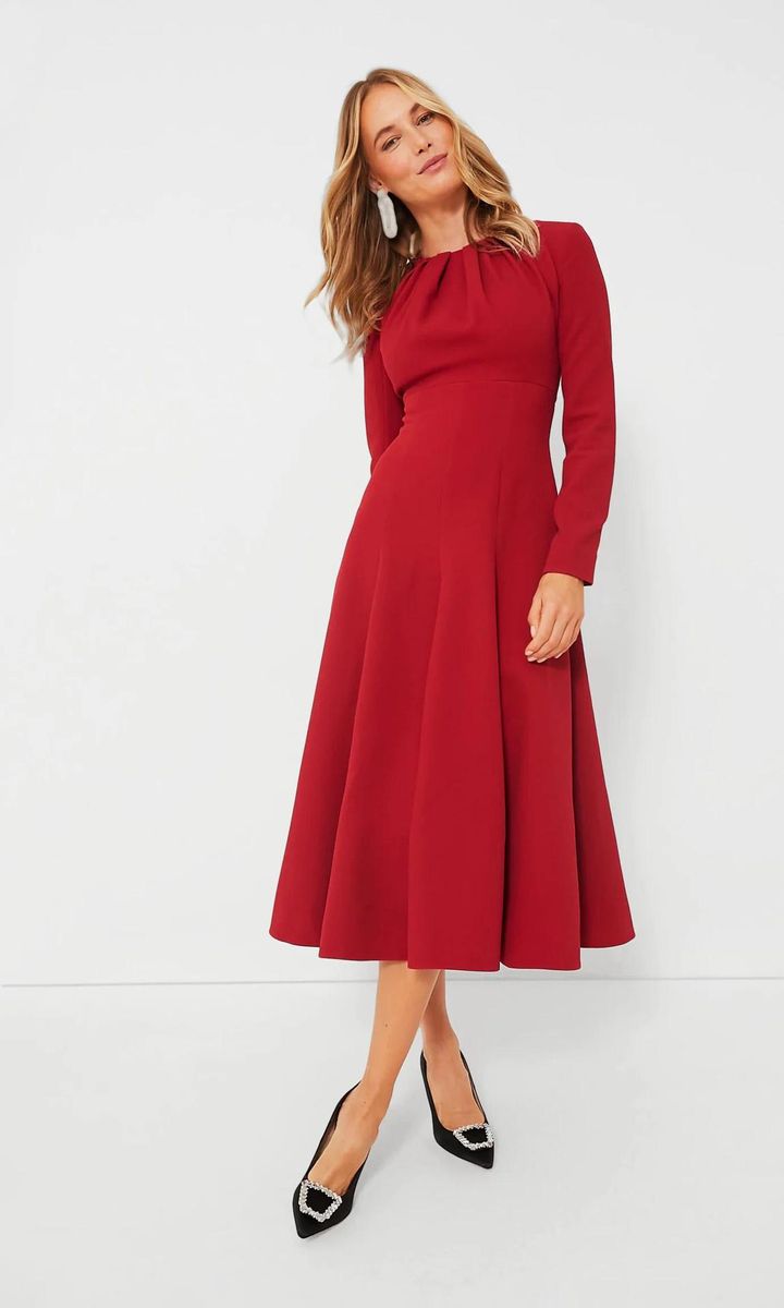 Emilia Wickstead’s “Dark Red Belgium Double Crepe Dress” 