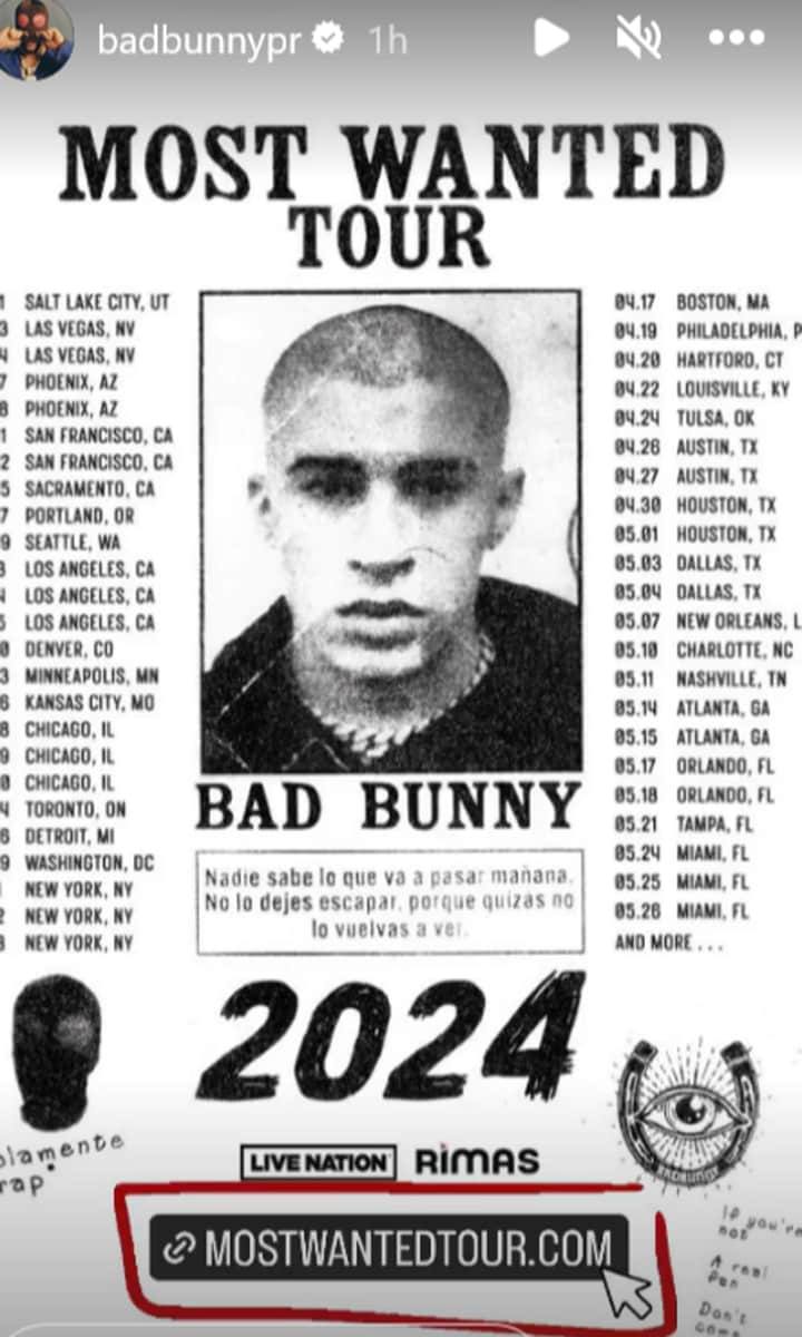 Bad Bunny tour poster