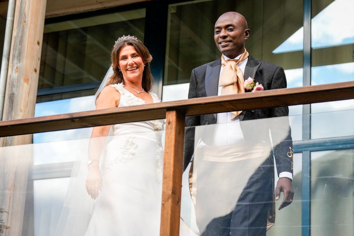 Princess Martha Louise of Norway and Durek Verrett arrive at their wedding party at Hotel Unio in Geiranger on August 31, 2024. Princess Martha Louise, the eldest child of King Harald will tie the knot on Saturday with American self-proclaimed shaman Durek Verrett. (Photo by Heiko Junge / NTB / AFP) / Norway OUT (Photo by HEIKO JUNGE/NTB/AFP via Getty Images)