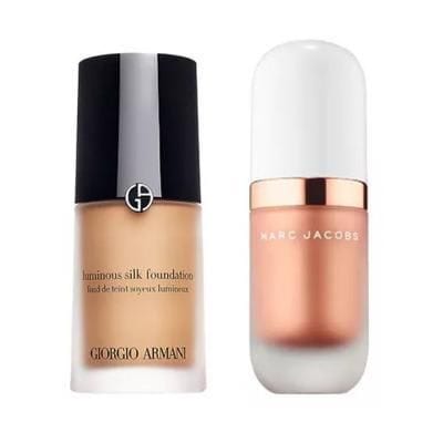 Giorgio Armani Luminous Silk Foundation, Marc Jacobs Beauty Dew Drops Coconut Gel Highlighter