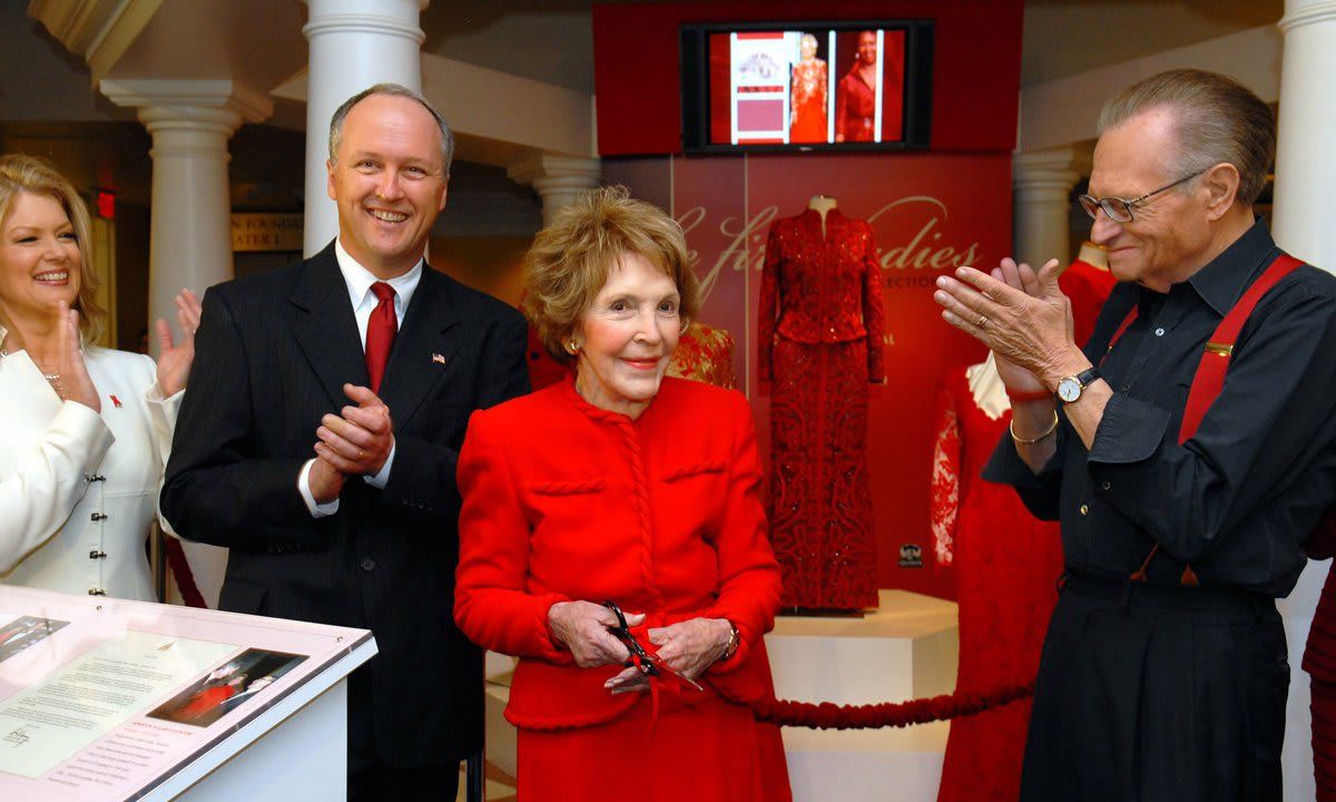 Nancy Reagan Unveils the "First Ladies' Red Dress Collection" at the Ronald Reagan Presidential Library and Museum