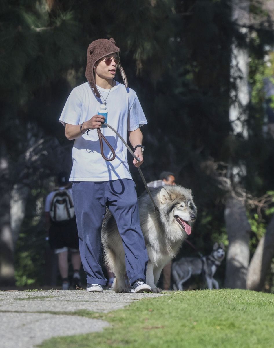 Photo © 2025 Backgrid/The Grosby Group

EXCLUSIVE Los Angeles, CA. February 15,  2025.
Voice actor Pax Jolie-Pitt was spotted taking a leisurely stroll with his dog in Los Angeles. The star, sporting a bear hat on his head, looks low-key as he spends some quality time with his furry companion. Pax completes his outfit with baggy pants and a white t-shirt.
****
El actor de doblaje Pax Jolie-Pitt fue visto paseando tranquilamente con su perro en Los Ángeles. La estrella, que luce un gorro de oso en su cabeza, se muestra discreta mientras pasa un buen rato con su peludo compañero. Pax completa su outfit con pantalones anchos y una camiseta blanca.