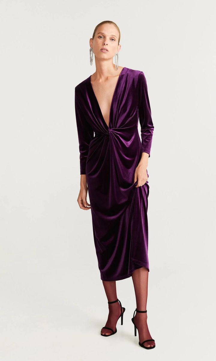 Purple velvet dress from Mango