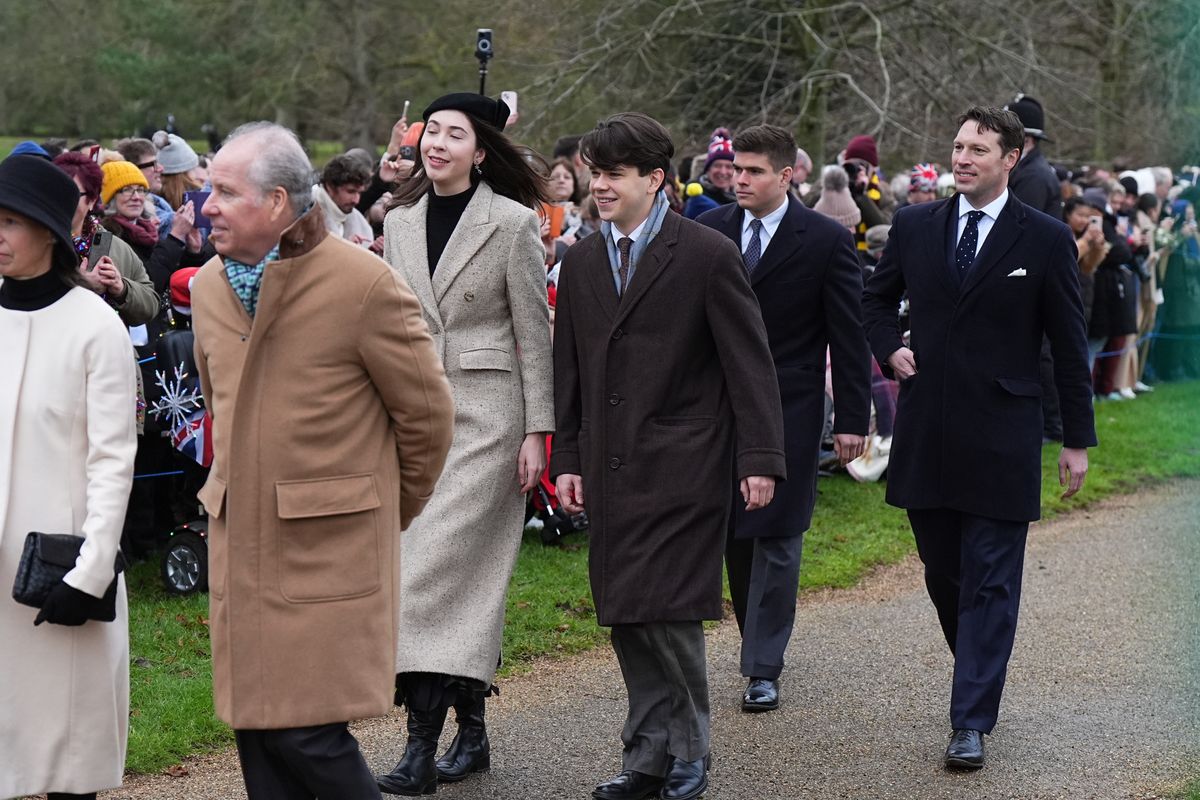 The Earl of Snowdon, Samuel Chatto, and Arthur Chatto attending the Christmas Day morning church service at St Mary Magdalene Church in Sandringham, Norfolk. Picture date: Wednesday December 25, 2024. (Photo by Aaron Chown/PA Images via Getty Images)