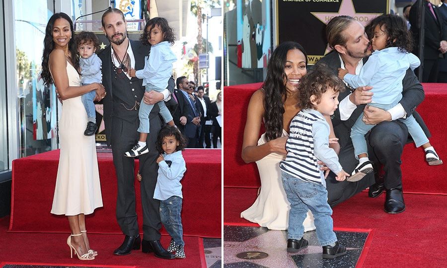 It was certainly a family affair when Zoe Saldana got her star on the Hollywood Walk of Fame on March 3! The actress' husband Marco Perego and star pals like Mila Kunis were on hand for the ceremony, but the true scene-stealers turned out to be the couple's children: three-year-old twins Bowie and Cy, and one-year-old Zen.
Photos: WENN