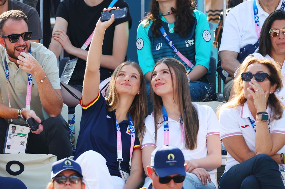 Princess Leonor and Infanta Sofia of Spain snapped at selfie during a beach volleyball match on July 29 
