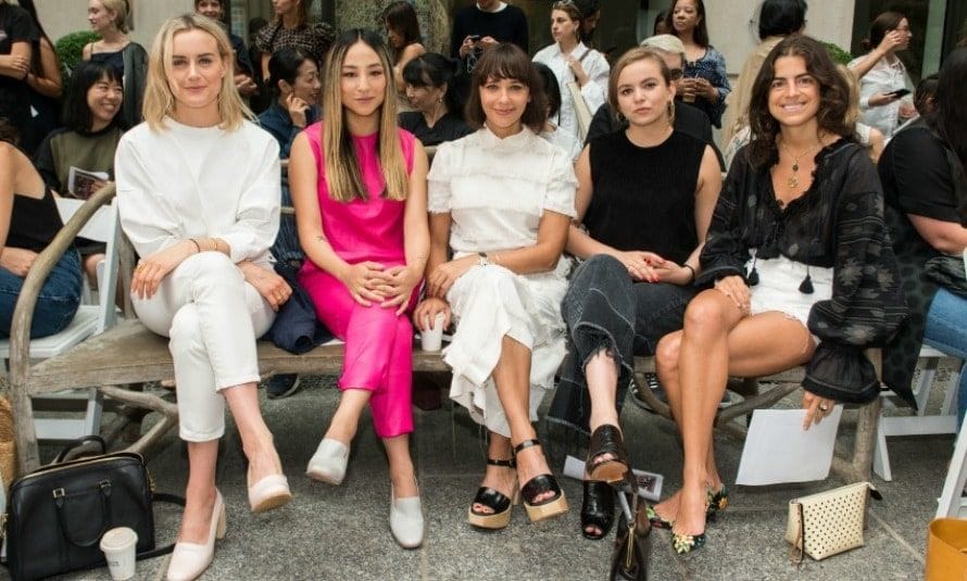 Taylor Schilling, Greta Lee, Rashida Jones, Morgan Saylor and Leandra Medine sat front row during the Rachel Comey fashion show.
Photo: Getty Images