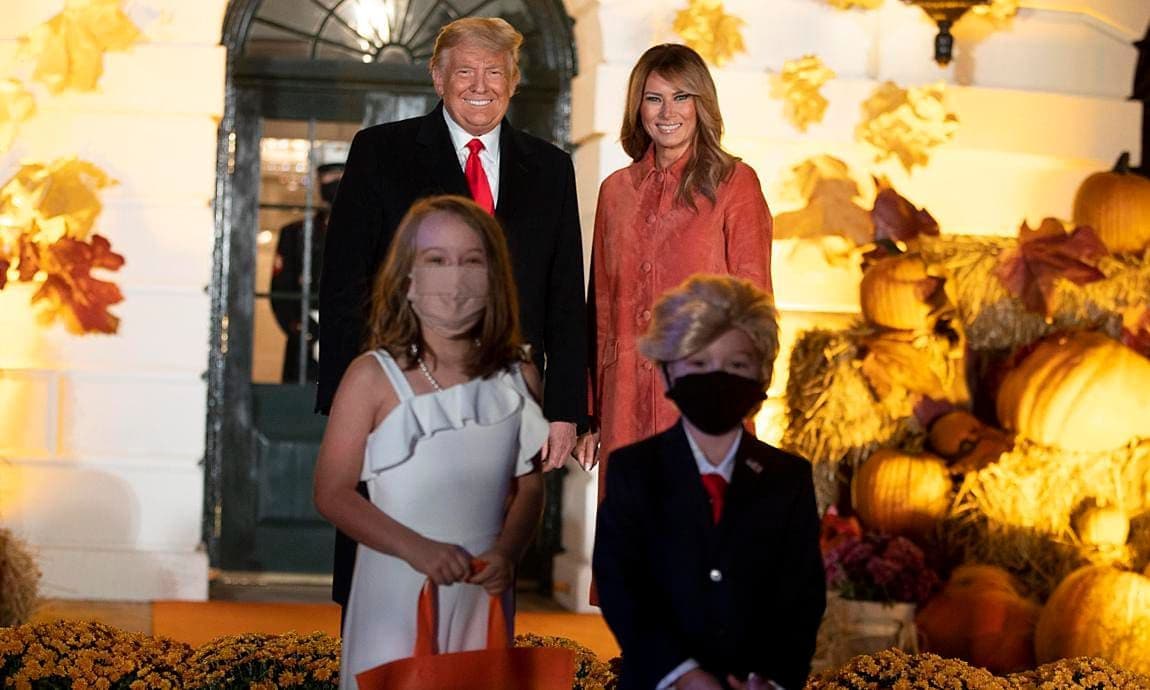 The first couple met two trick or treaters dressed like them