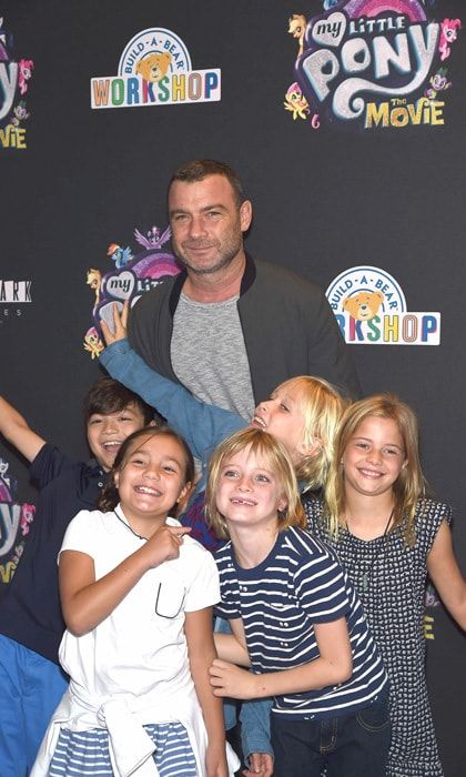 Liev Schreiber had his hands full with his sons Alexander, Samuel and their friends at the <i>My Little Pony</i> screening in NYC on September 24.
Photo: Getty Images