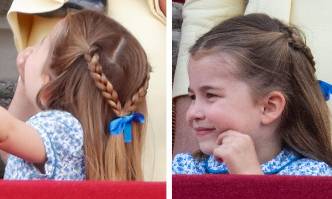 Princess Charlotte connected her two braids with a blue bow for her appearance at Trooping the Colour in 2019.